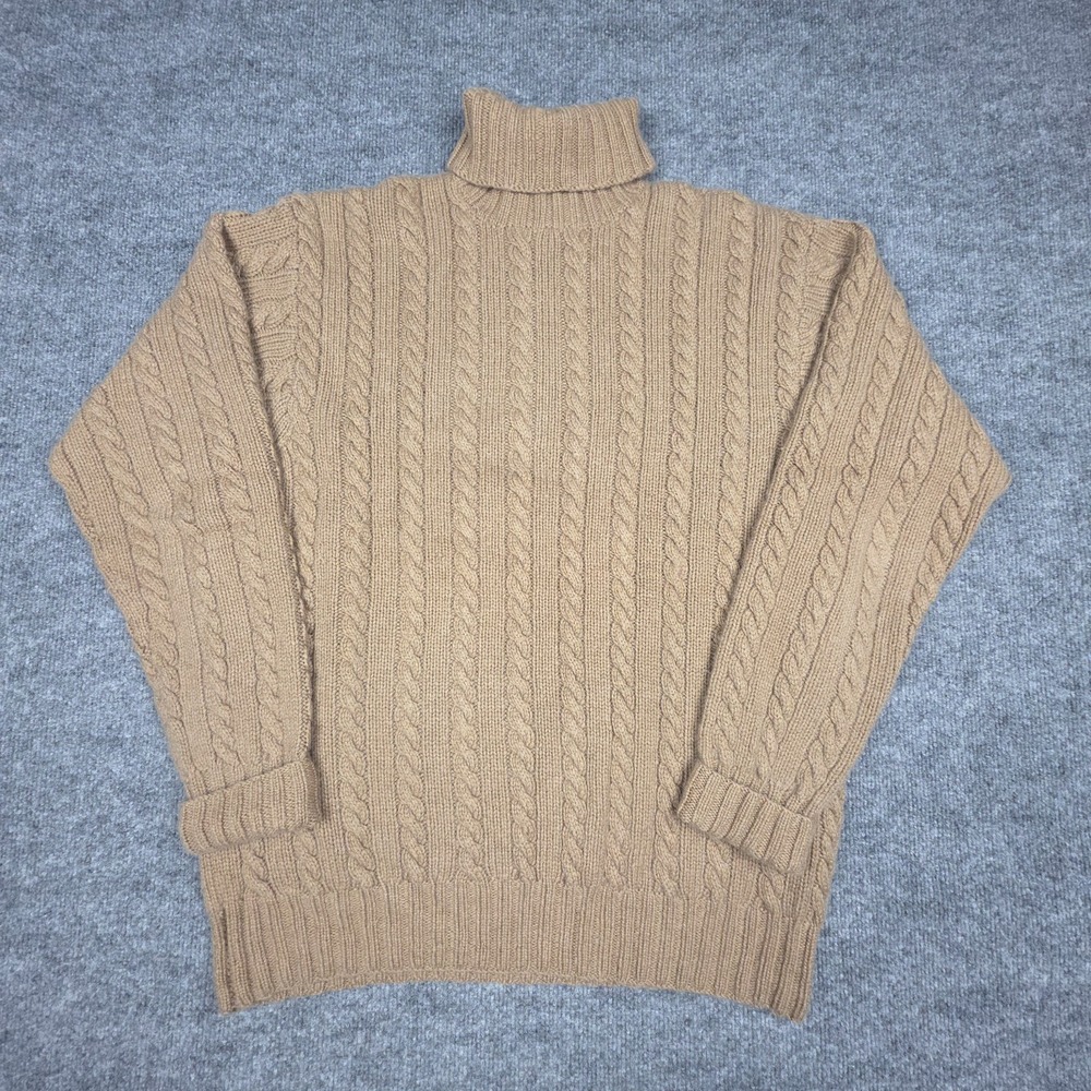 Vintage Polo by Ralph Lauren 100% Cashmere Cable Knit Sweater Size XL Brown